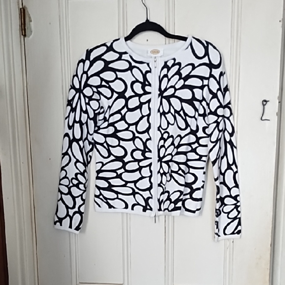 Floral Black and White Cardigan